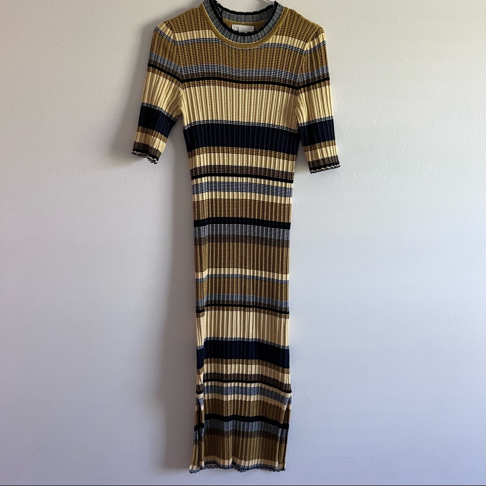 Striped yellow and navy dress